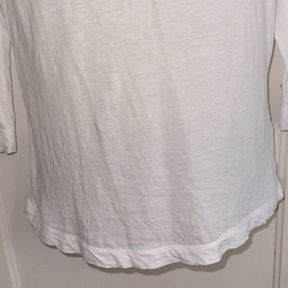 LRL Lauren Jeans Co Ralph Lauren White  Thin Cotton Knit Top with 3/4 sleeves - Picture 3 of 9